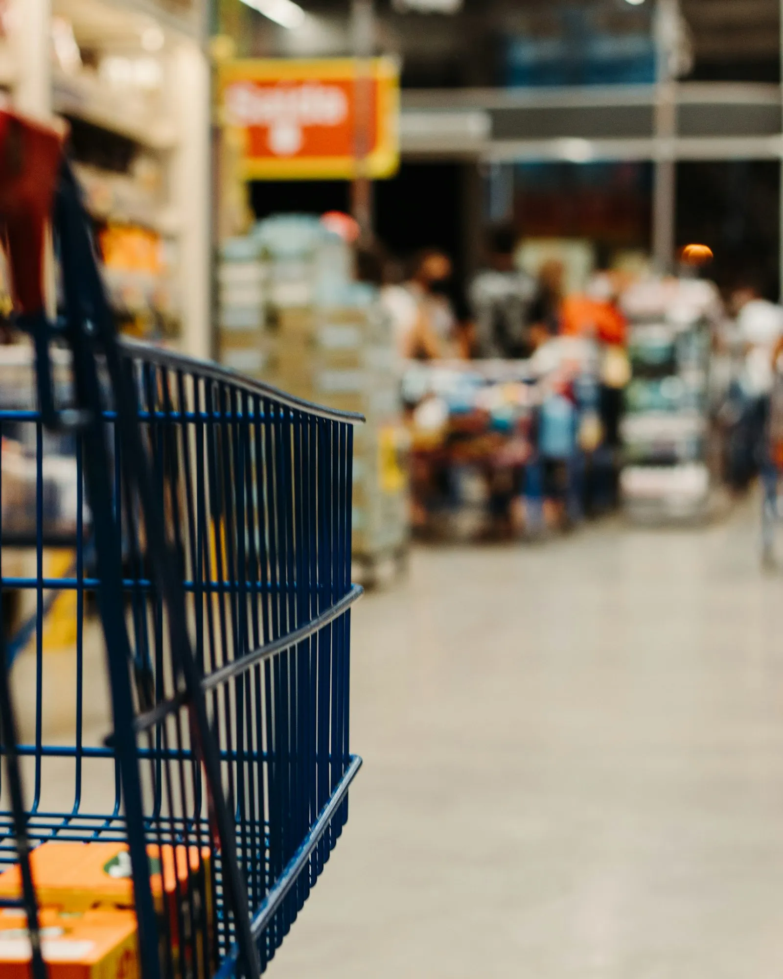 Boodschappen in een winkelwagentje bij de Nederlandse supermarkt